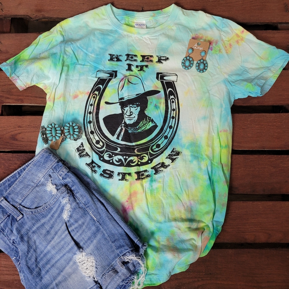 Keep It Western Tie Dye Shirt NWOT